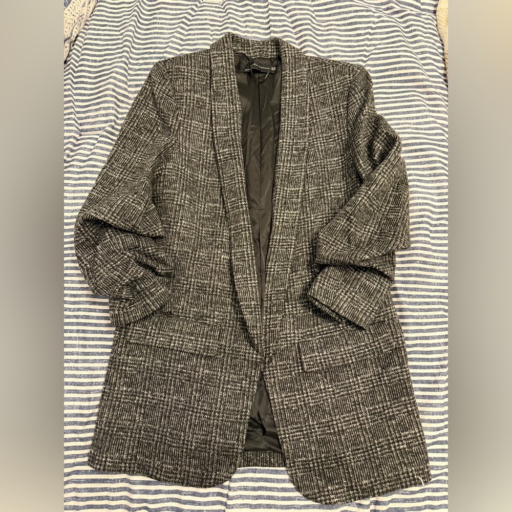 Zara Black and White Tweed Blazer
